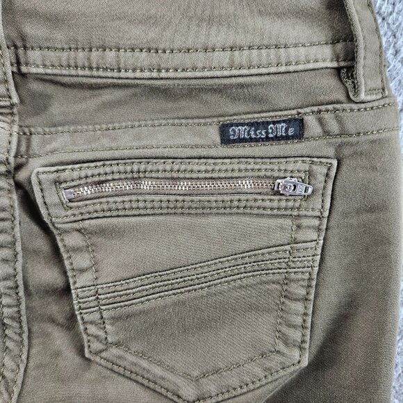 Miss‎ Me Jeans Womens 28 (30x30) Green Low Rise Skinny Embroidered Zip Pocket - Picture 15 of 16